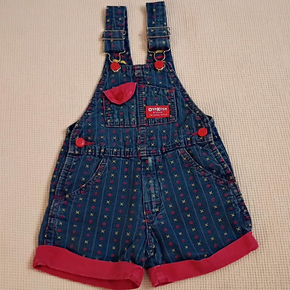 Vintage OshKosh B'gosh Cotton Denim XOXO Shortalls 2T
